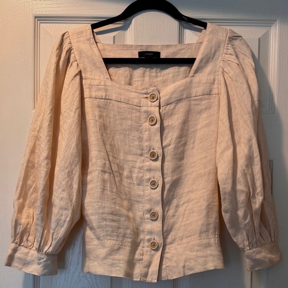 JCREW Linen Square Neck Blouse - Picture 1 of 7